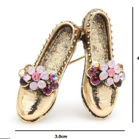 Antique Golden Floral Slipper Brooch - Picture 2 of 3